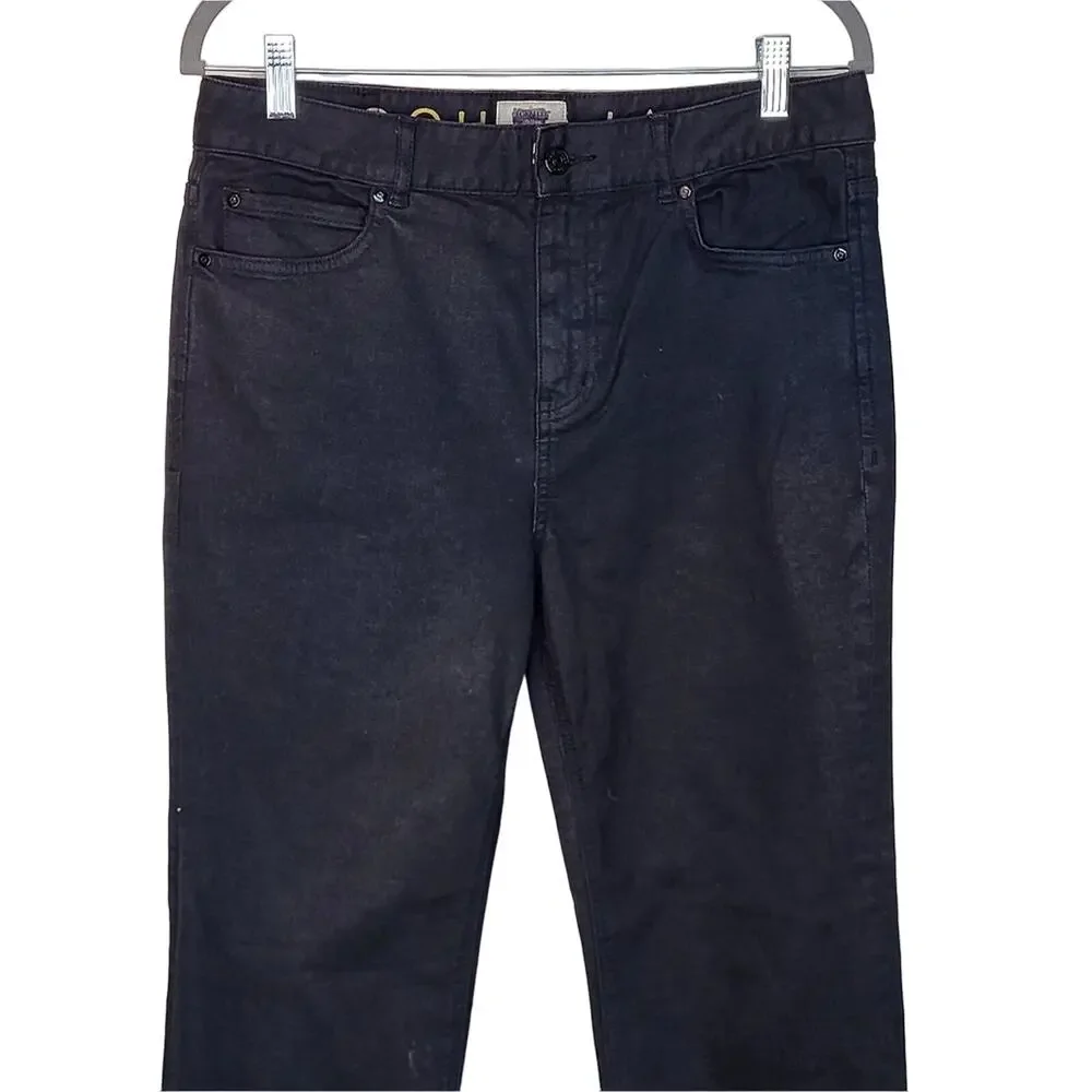 KATE SPADE Broom Street High Rise Raw Hem Straight Leg Black Denim Jeans SZ 30